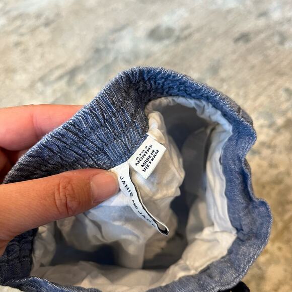 Janie and Jack Balto Blue Baby Linen Joggers 0-3 Months - Picture 5 of 7